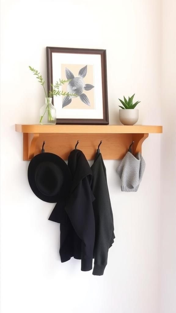 Entryway Hook Rail And Floating Shelf Combo