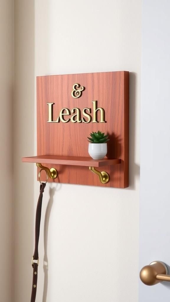Key And Leash Holder Plaque With Mini Shelf