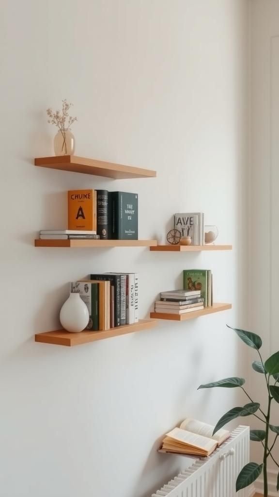 Narrow Wall-Mounted Bookshelf Ledges For Small Spaces