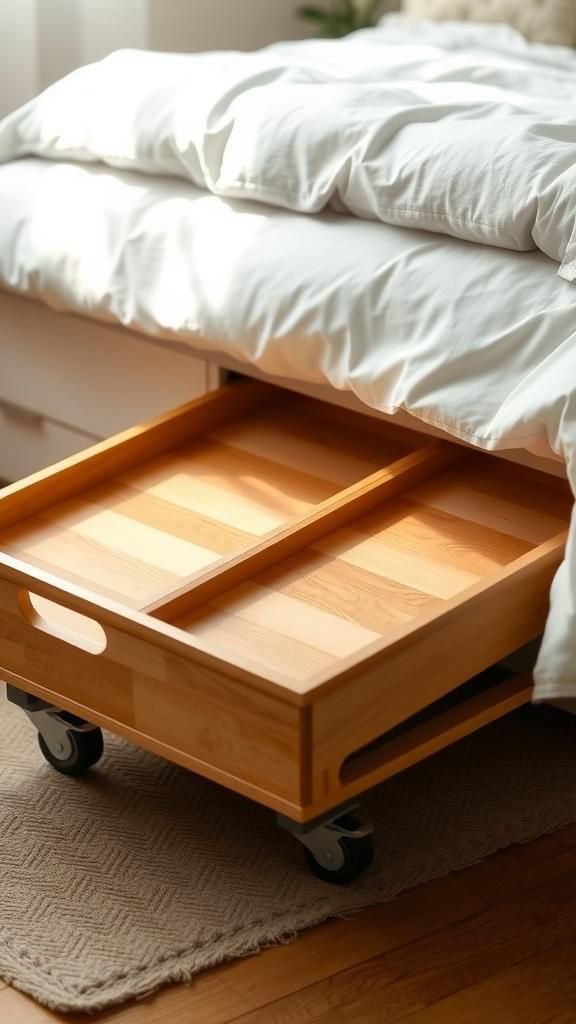 Under-Bed Rolling Storage Trays For Hidden Stowage