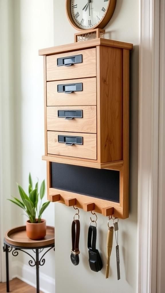 Wooden Mail Sorter With Chalk Strip Label