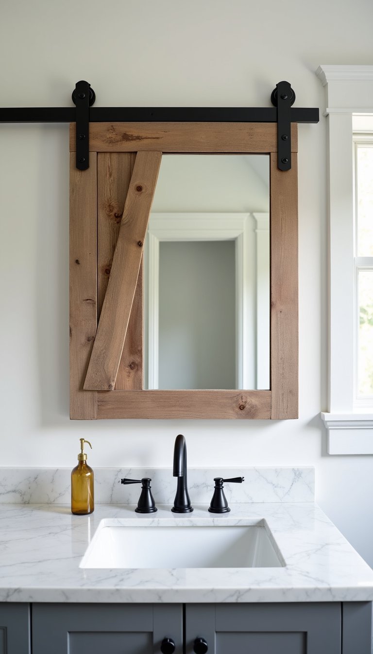 Barn Door Medicine Cabinet With Mirror Frame