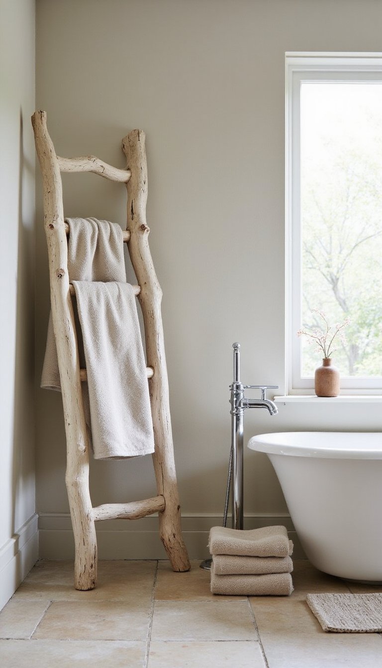 Handmade Driftwood Towel Ladder For Bathrooms