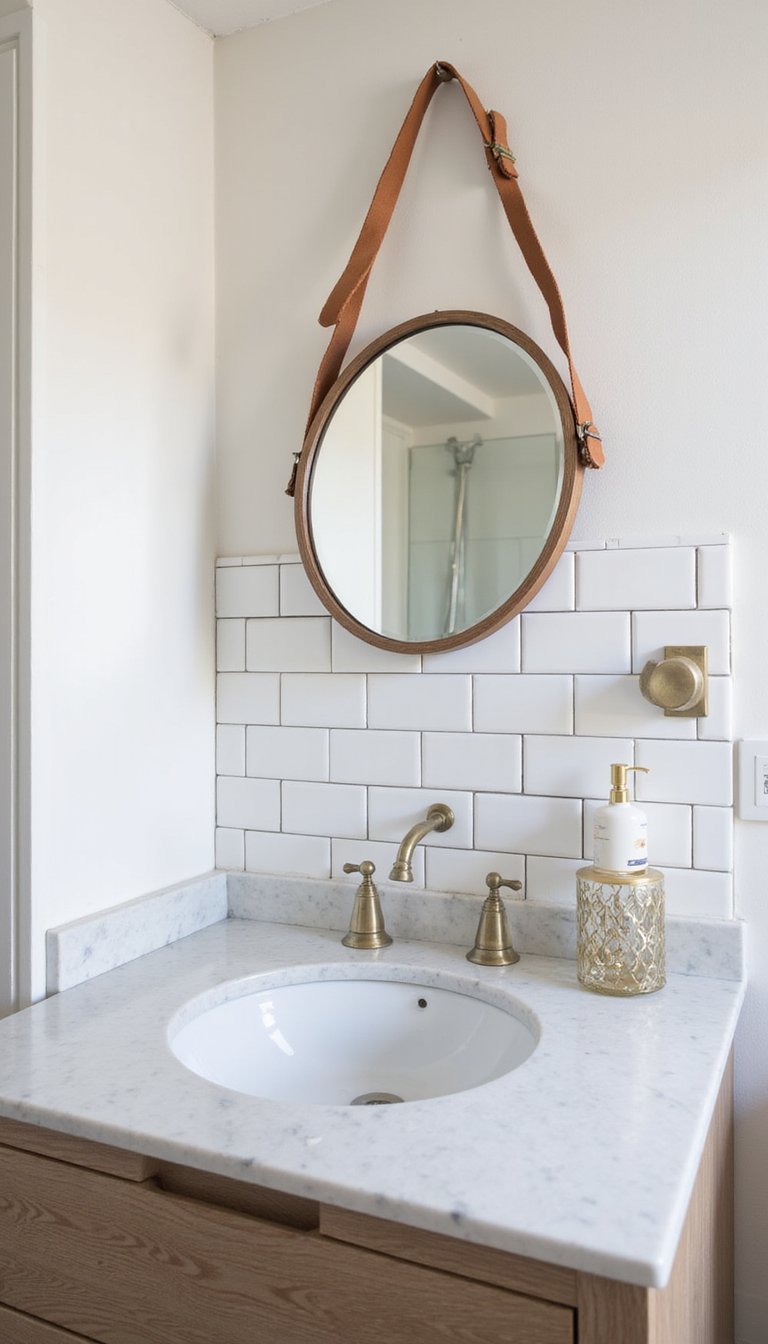 Leather Strap Hanging Vanity Mirror For Warmth