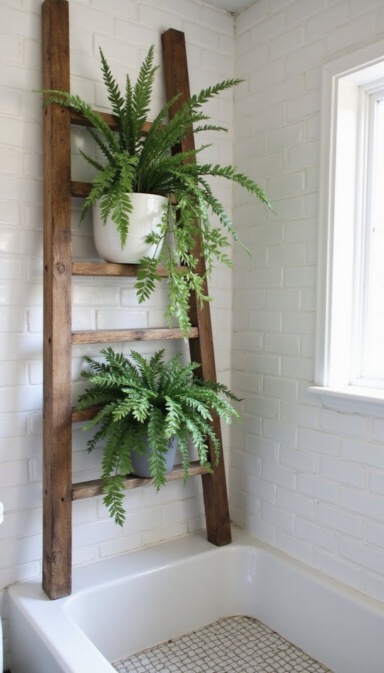 Reclaimed Ladder Plant Shelf For Humid Corners