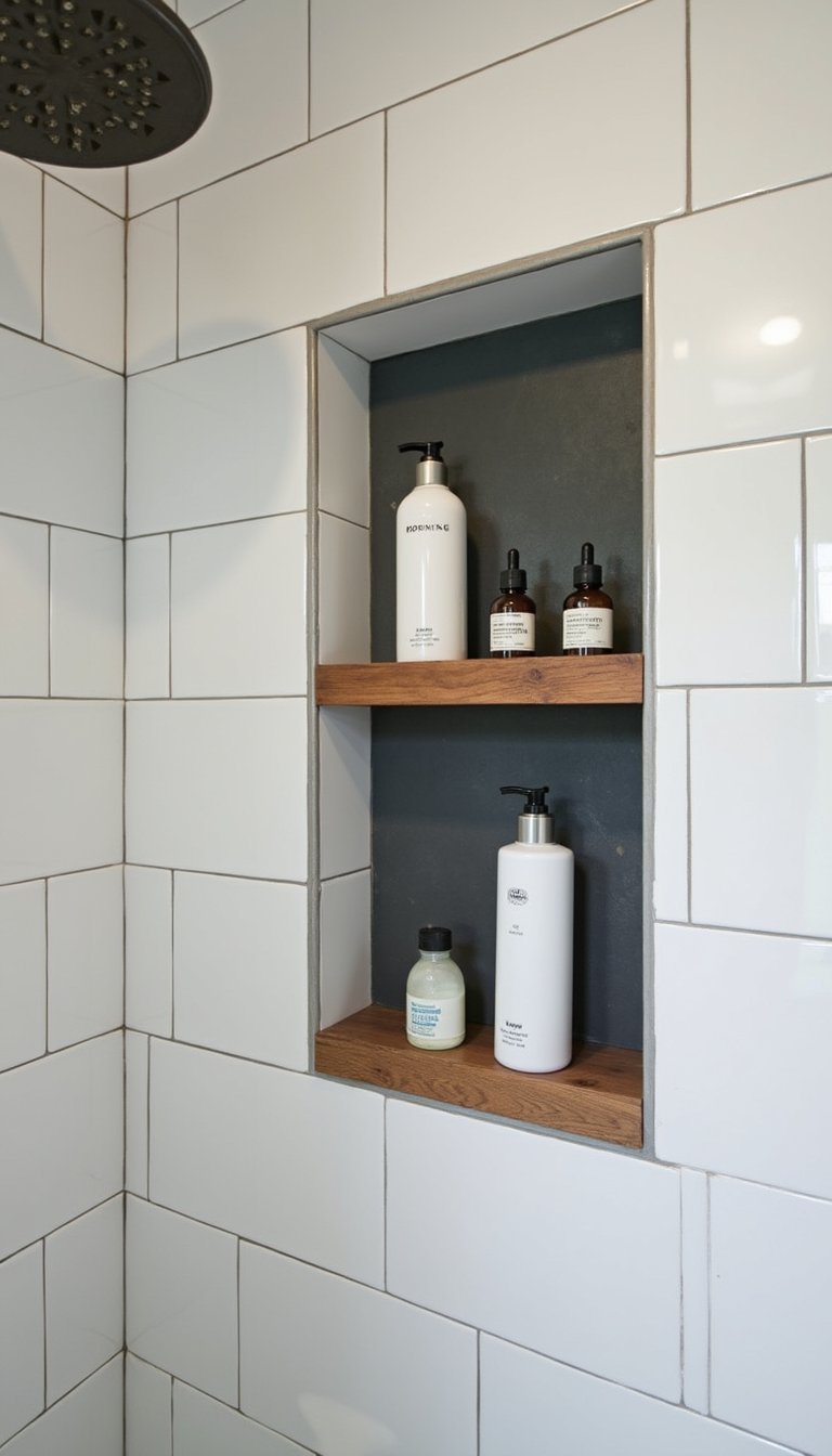Simple Minimalist Rustic Shower Niche Makeover