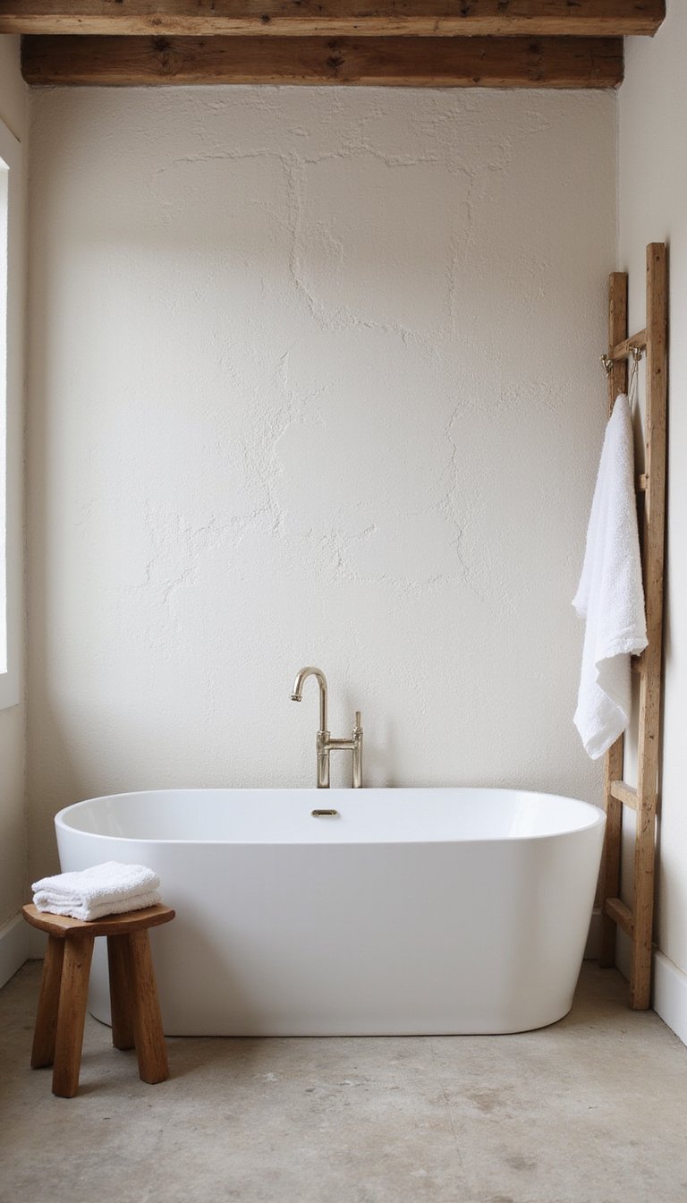 Textured Plaster Accent Wall With Warm White Paint