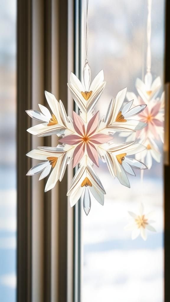 Cascading Tissue Paper Snowflake Suncatcher