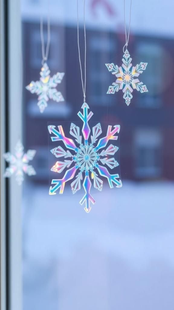Iridescent Acetate Snowflake Window Clings