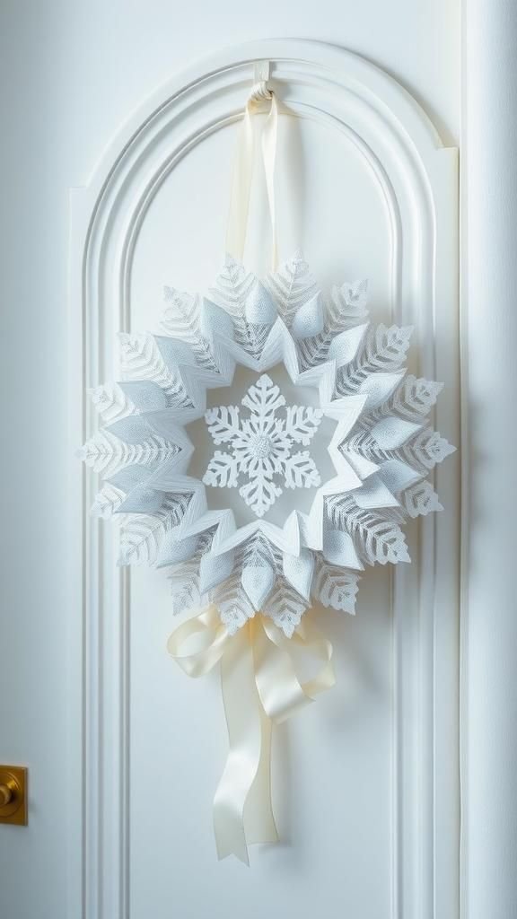 Paper Lace Edge Snowflake Door Wreath