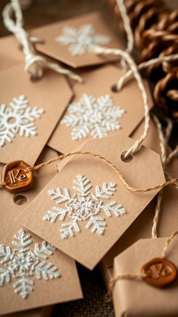 Stitch-Pierced Paper Snowflake Gift Tags