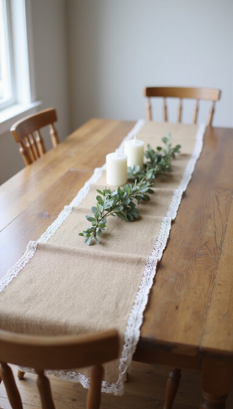 Burlap And Lace Table Runner For Soft Contrast