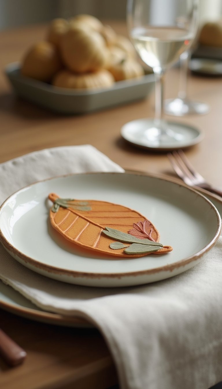 Clay Name Tags Shaped Like Little Leaves