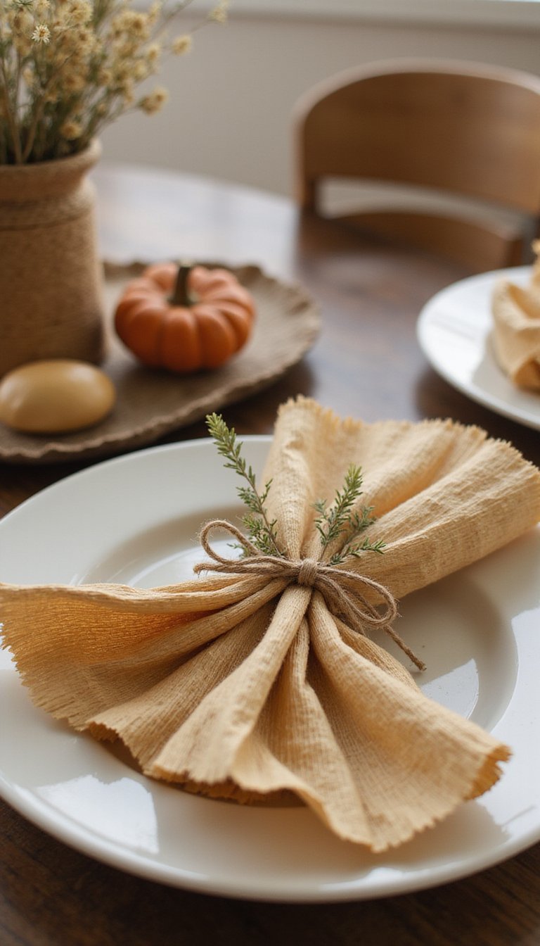 Corn Husk Napkin Wraps With Twine Bow