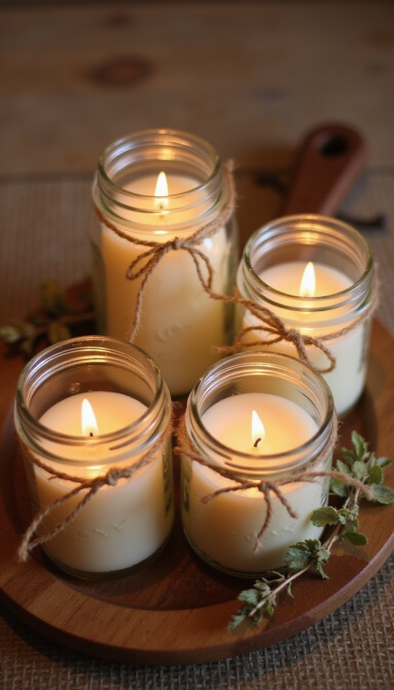 Mason Jar Candle Clusters With Dried Florals