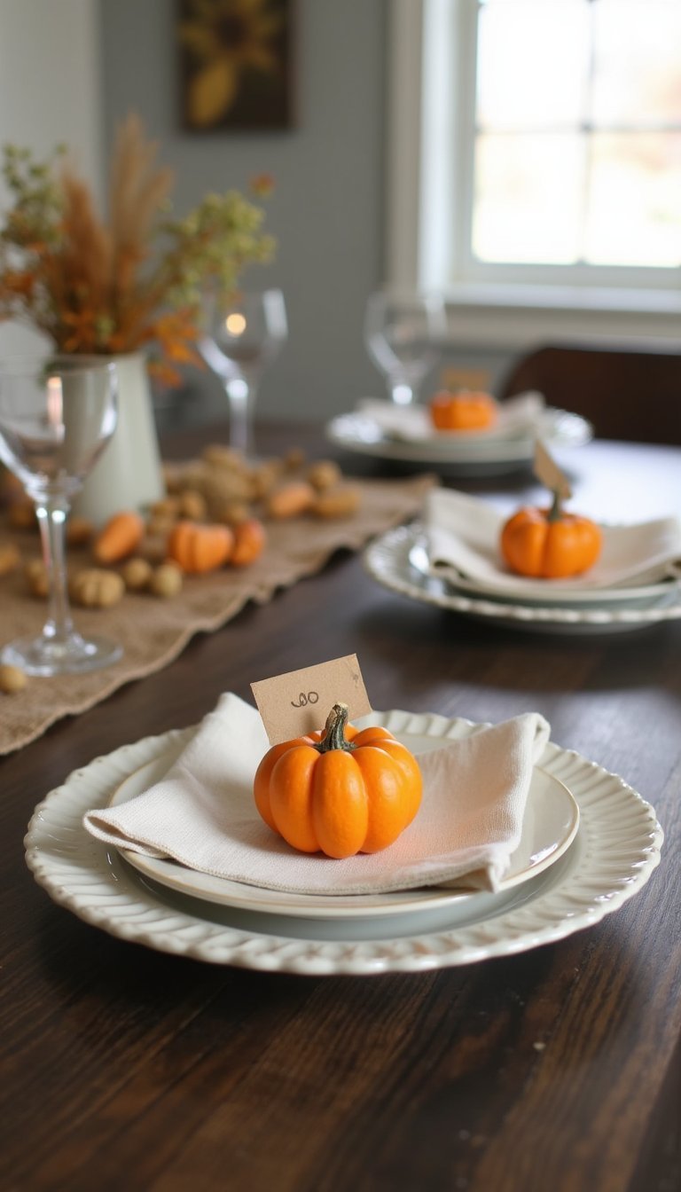 Mini Pumpkin Place Cards With Hand Lettering