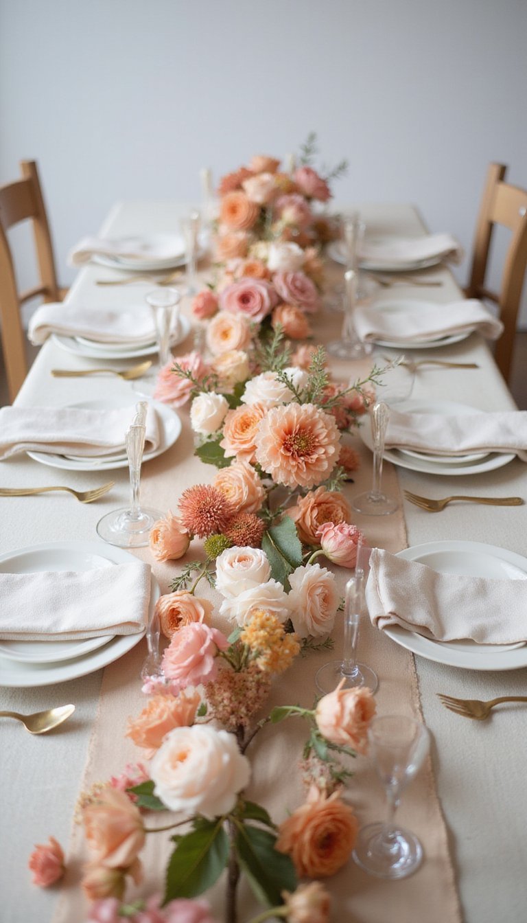Pressed Flower Table Runner For Soft Color