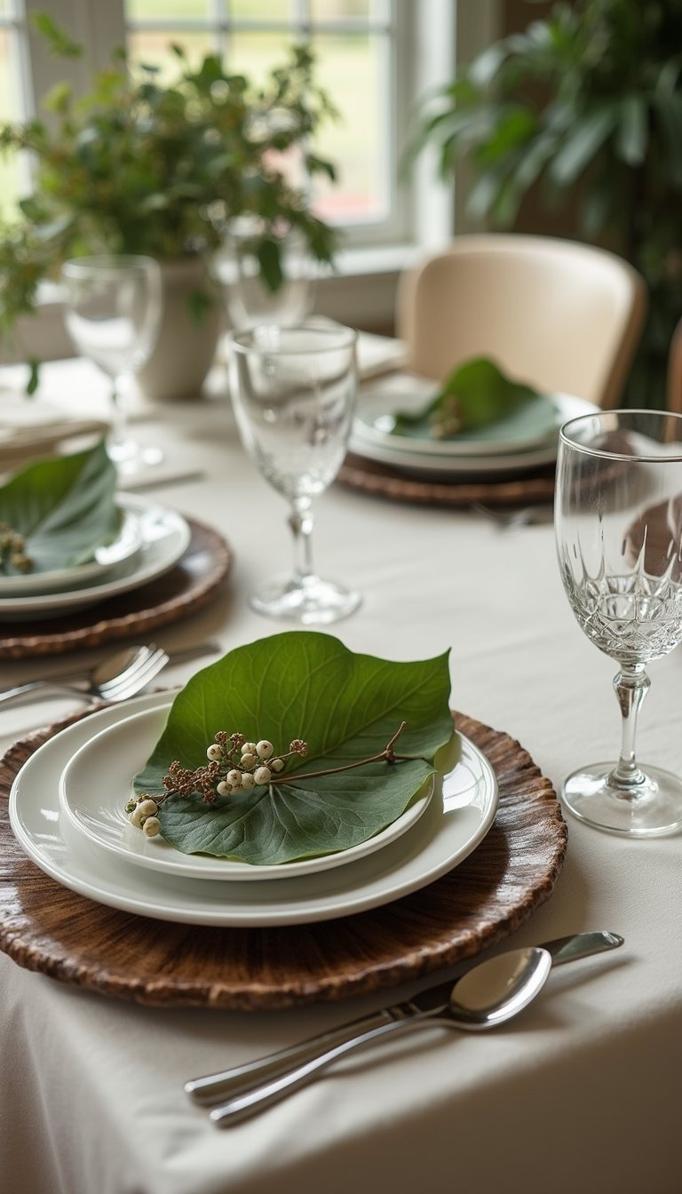 Pressed Leaf Chargers For Organic Table Layers