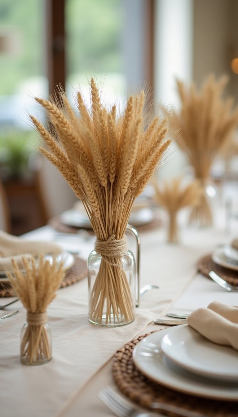 Wheat Bundle Centerpieces With Twine Ties