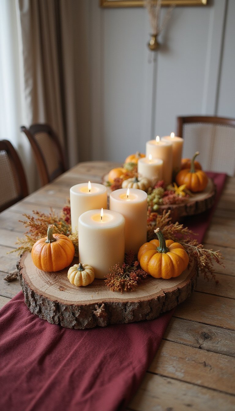 Wood Slice Centerpiece With Seasonal Accents
