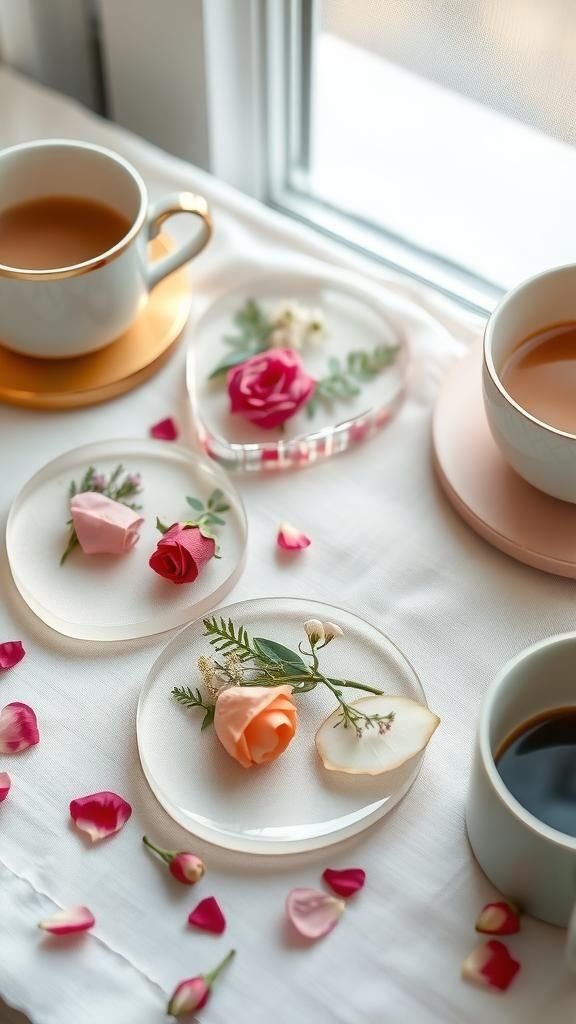 Pressed Flower Resin Coasters For Sweethearts