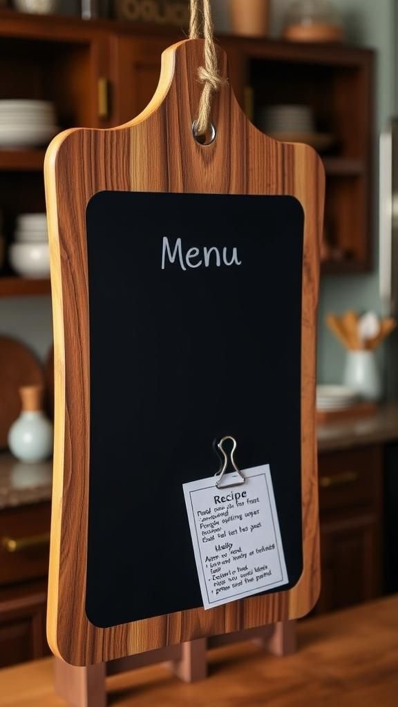 Chalkboard Menu Board On Cutting Board