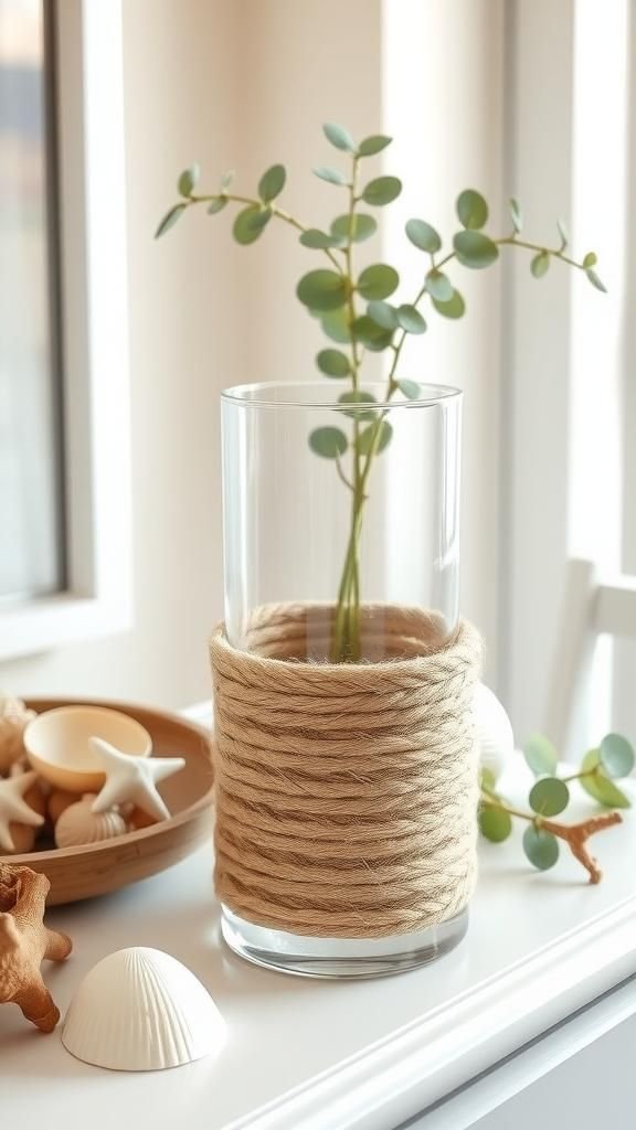 Coastal Rope-Wrapped Glass Vase Glow-Up