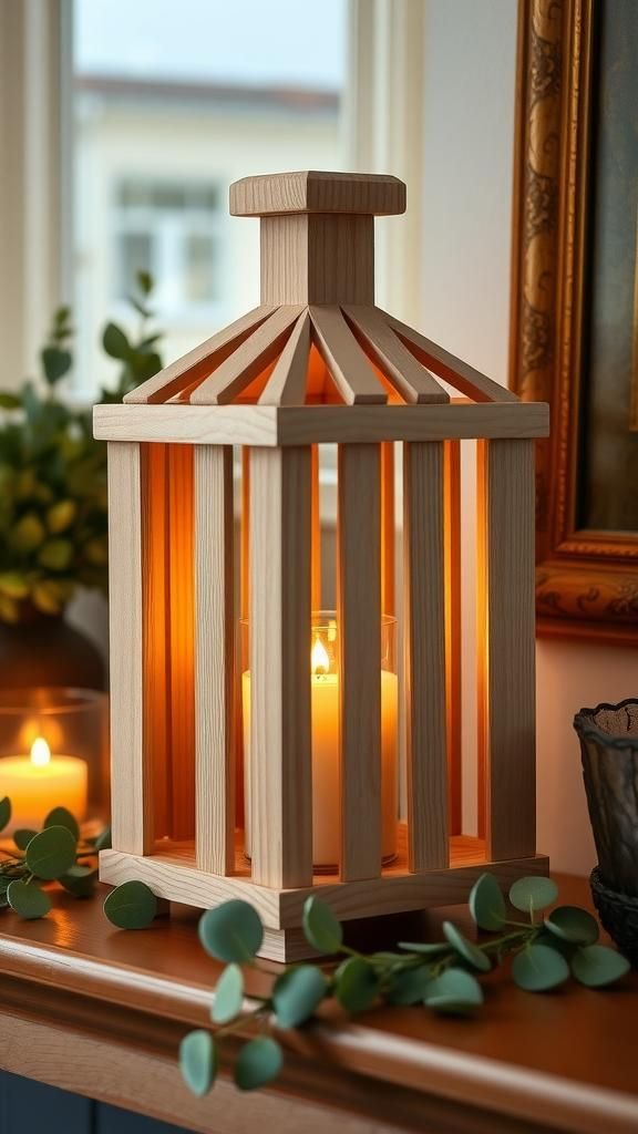 Tumbling Tower Block Rustic Wooden Lantern