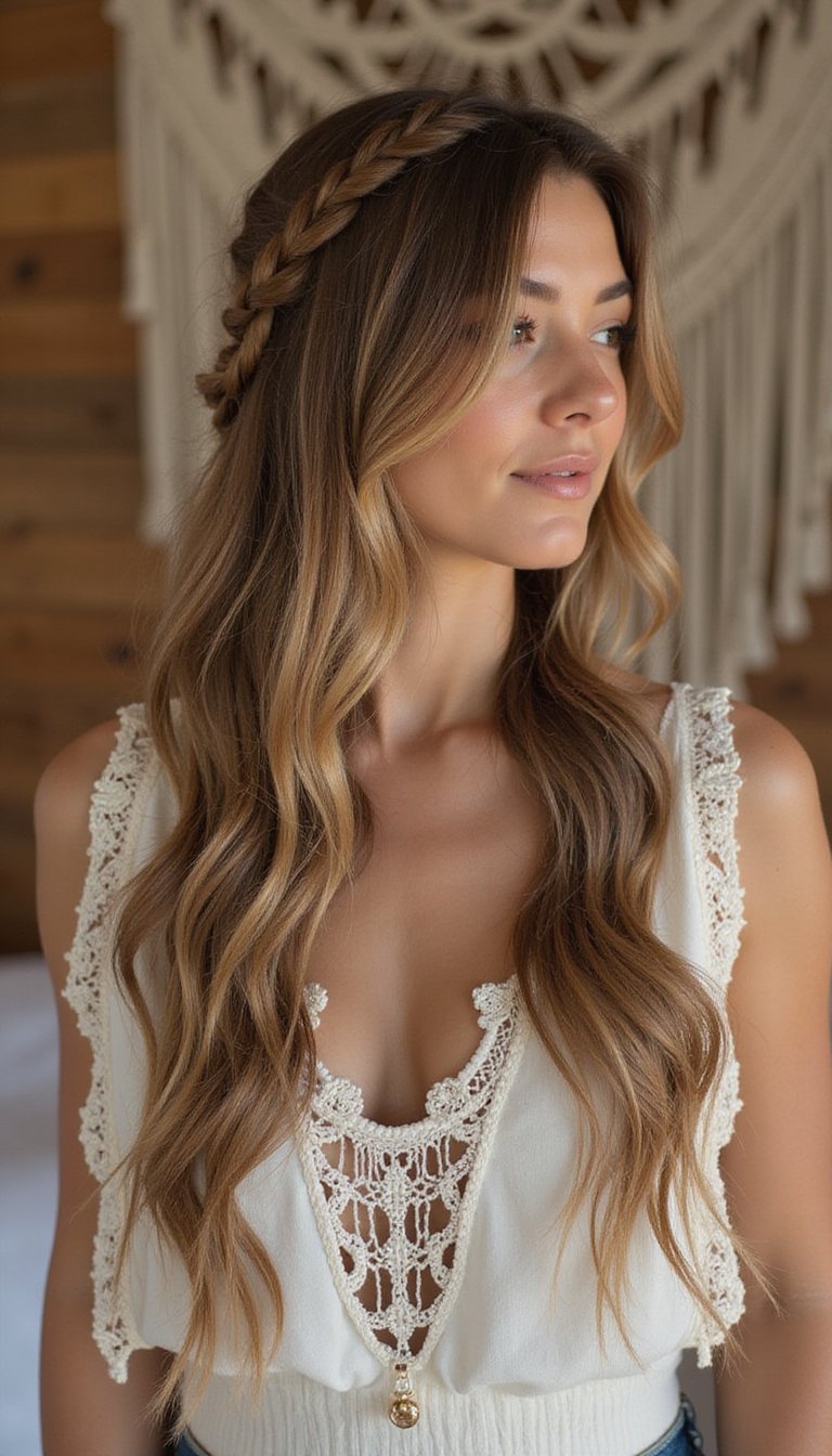Boho Fishtail Accent Half Up Braid