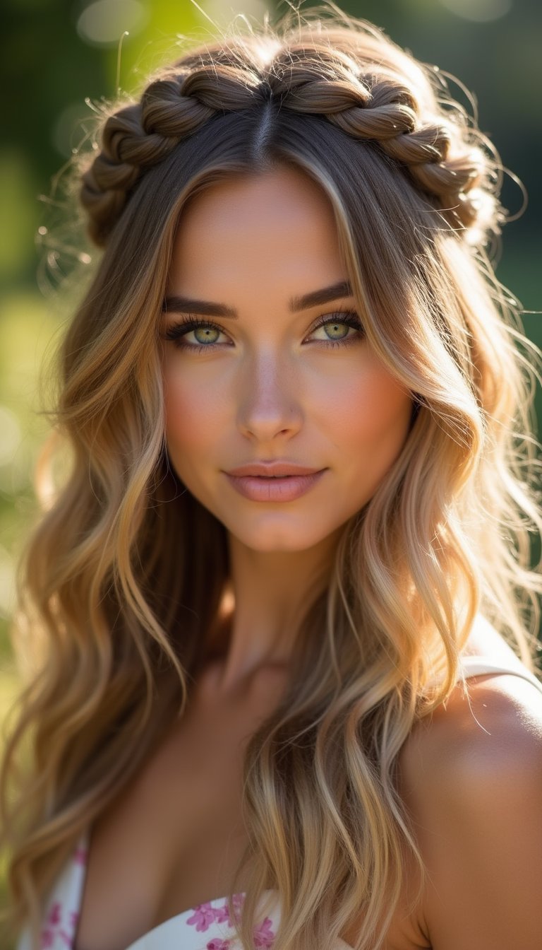 Braided Crown Half Up For Romance