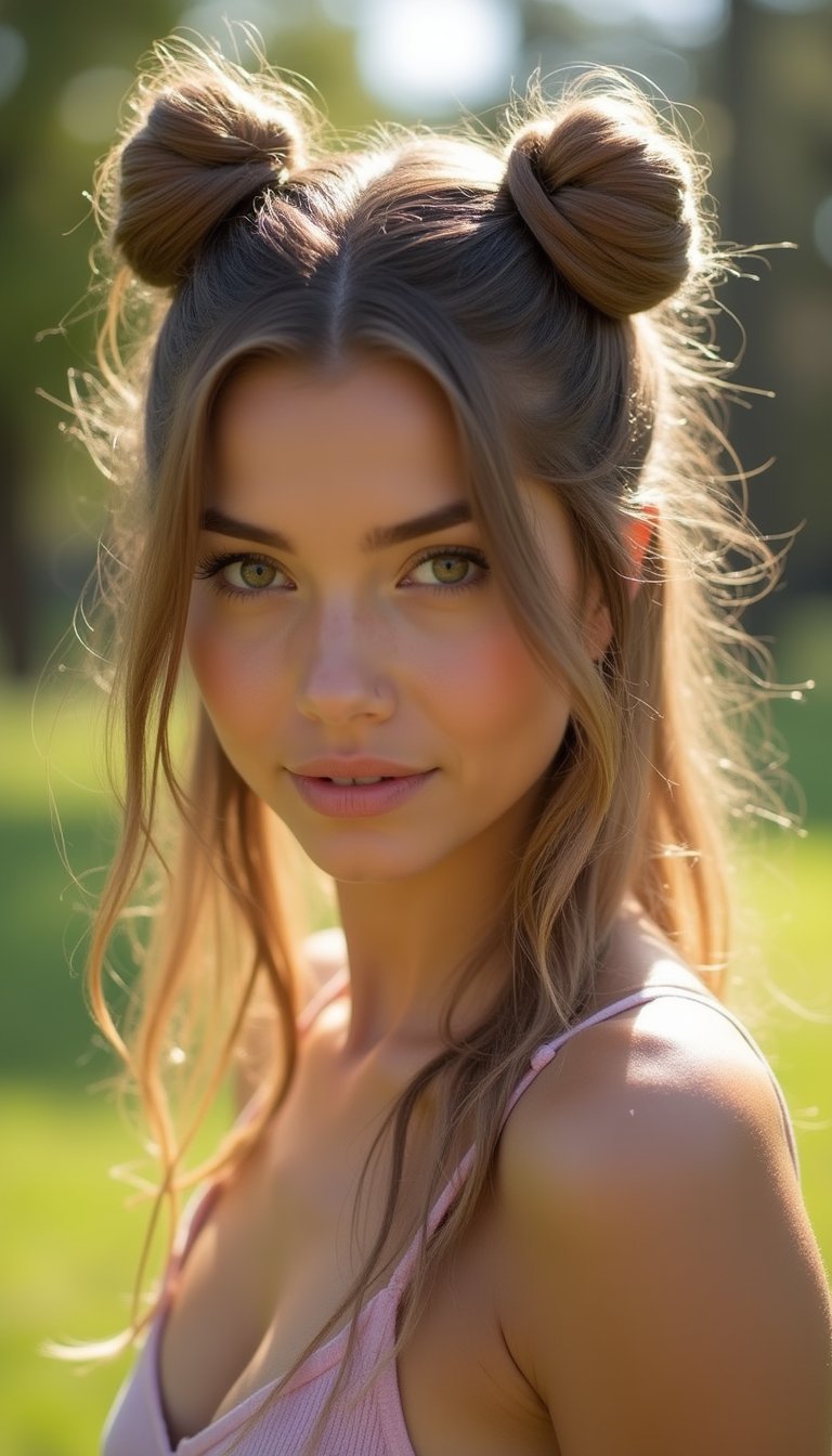 Half-Up Double Buns For A Cute Style