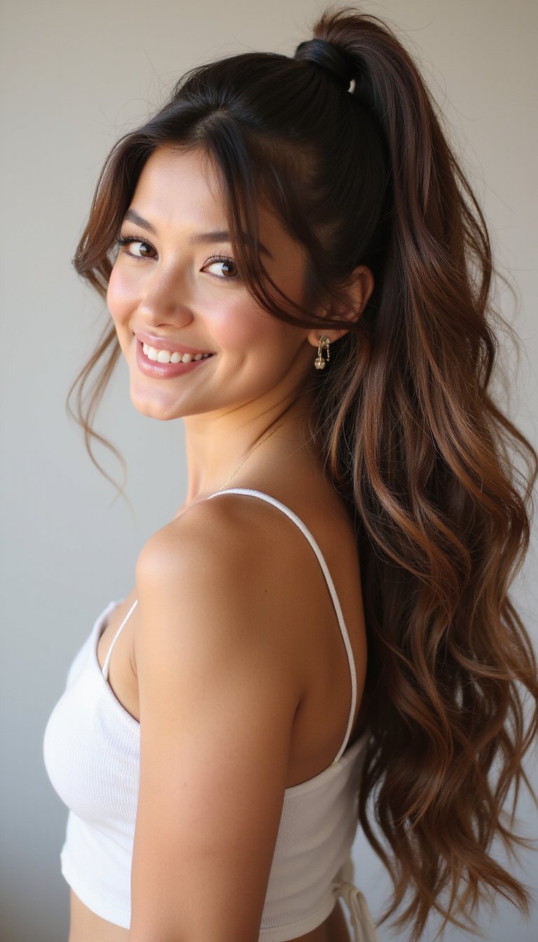 High Pony Half Up With Bounce