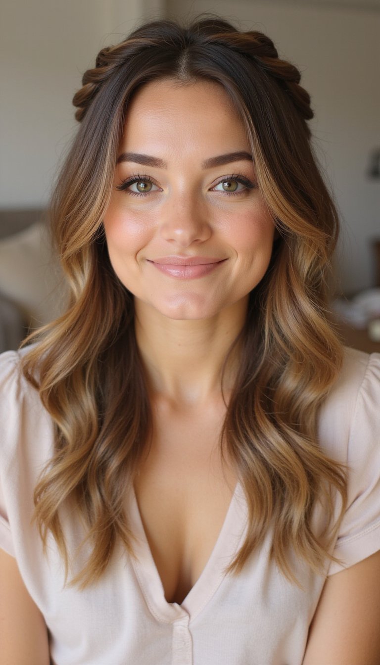 Twisted Halo Half Up With Face-Framing