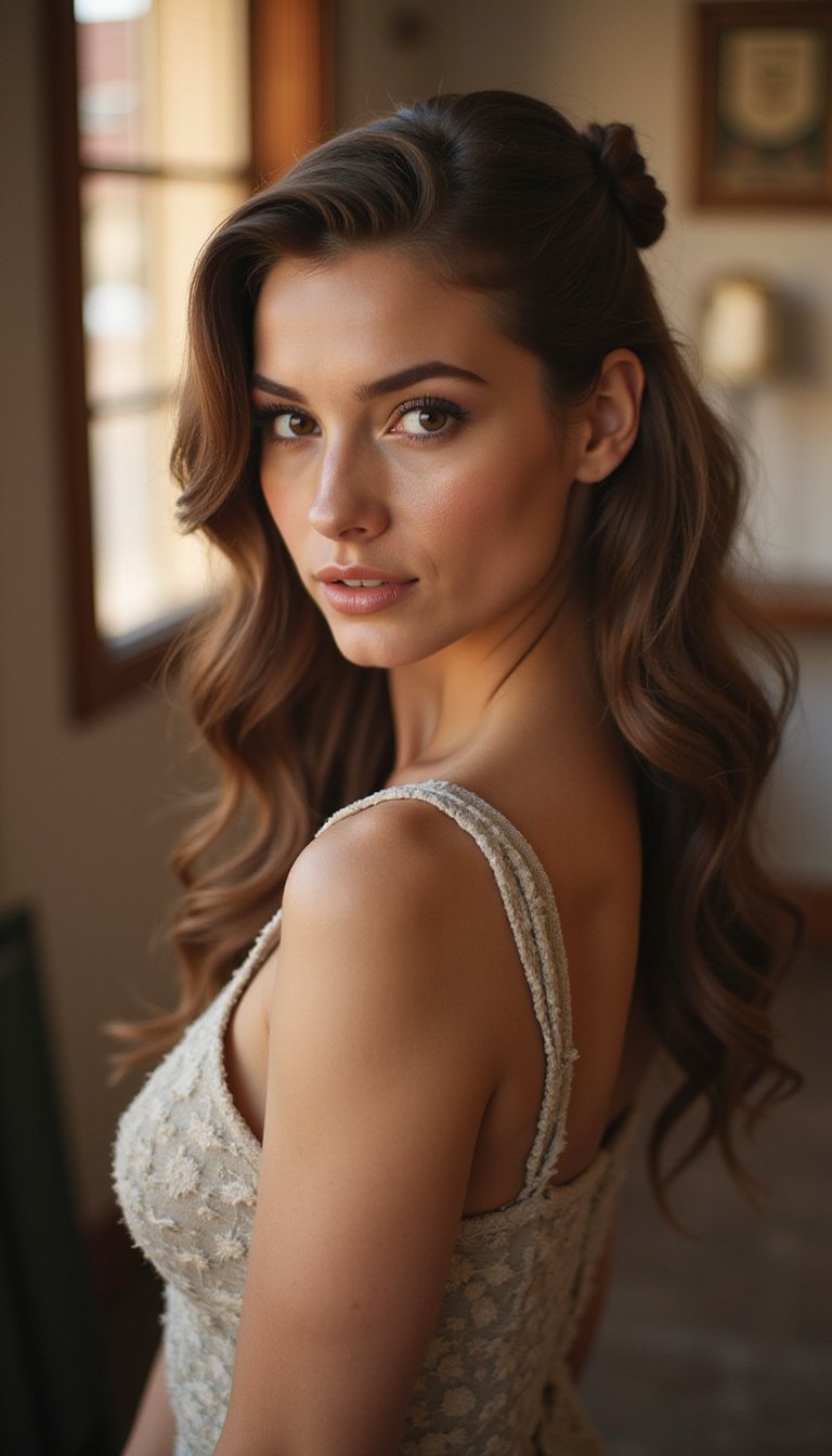 Vintage Roll Half Up Retro Glam