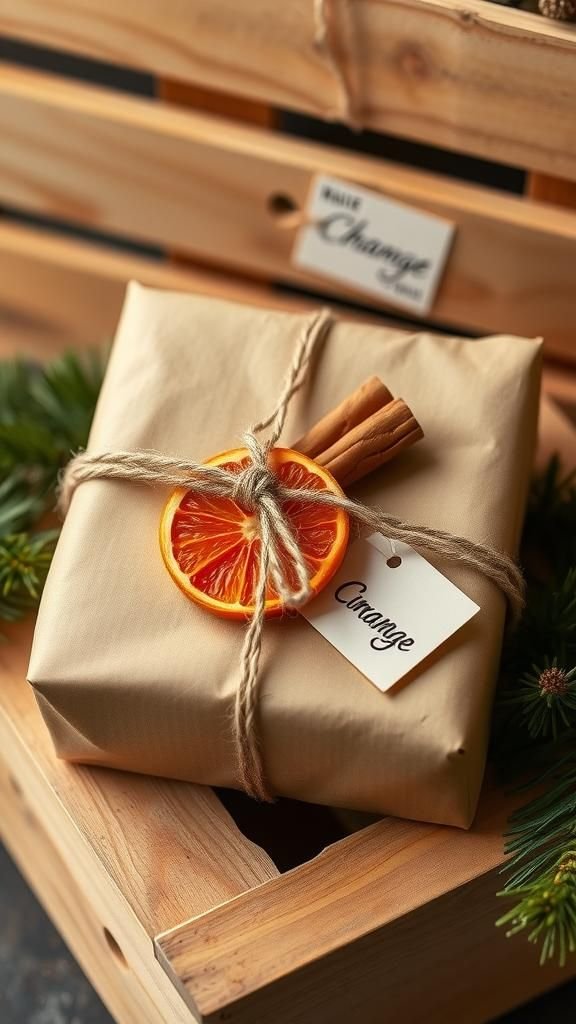 Citrus And Cinnamon Tied Rustic Holiday Presents