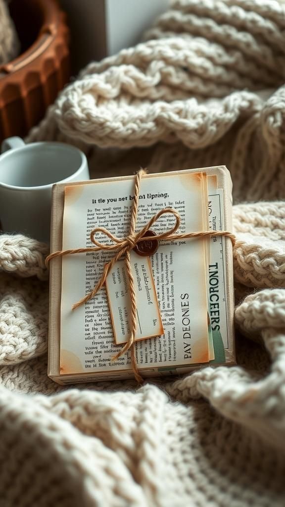 Recycled Book Pages And Twine Library Wrap