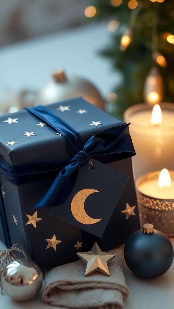 Stenciled Starry Night Wrap With Metallic Ink