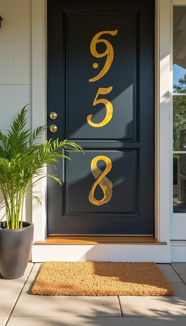 DIY Statement Door Mat Painted With Numbers