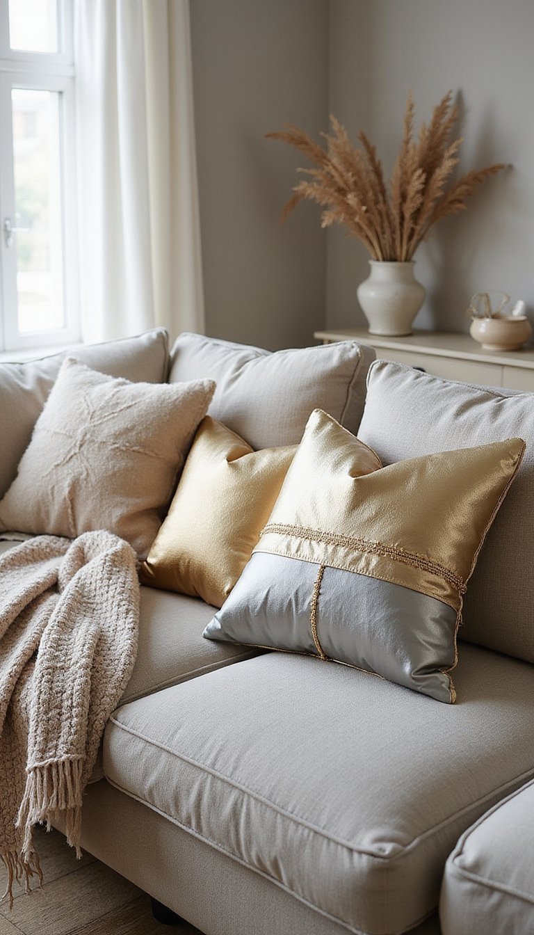 Festive Pillow Covers Using Metallic Fabrics