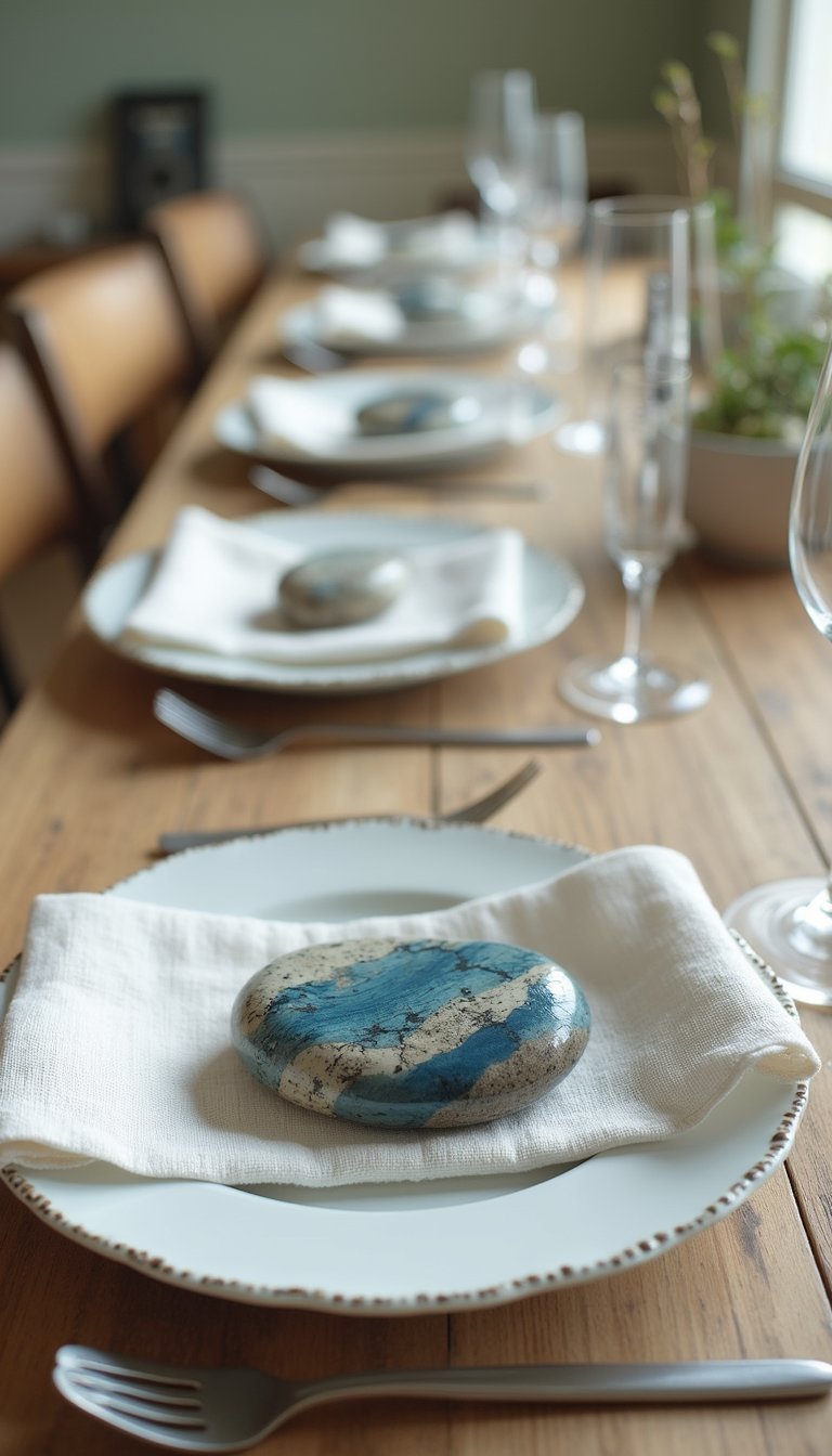 Hand-Painted Stone Place Settings With Numbers
