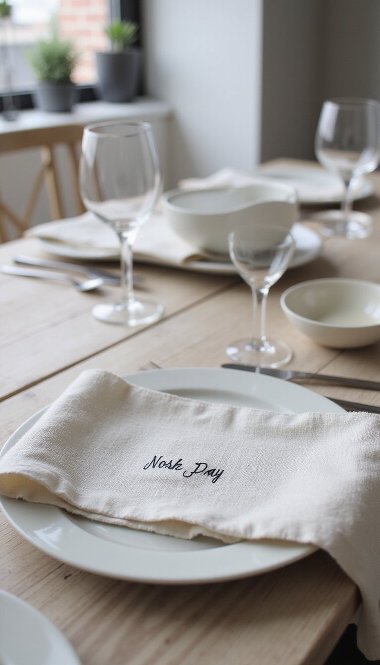 Hand-Stamped Napkins In Monochrome Palette