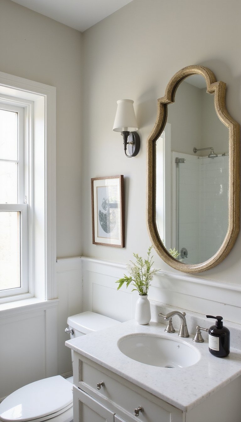 Painted Accent Mirror Frame With Gold Leaf