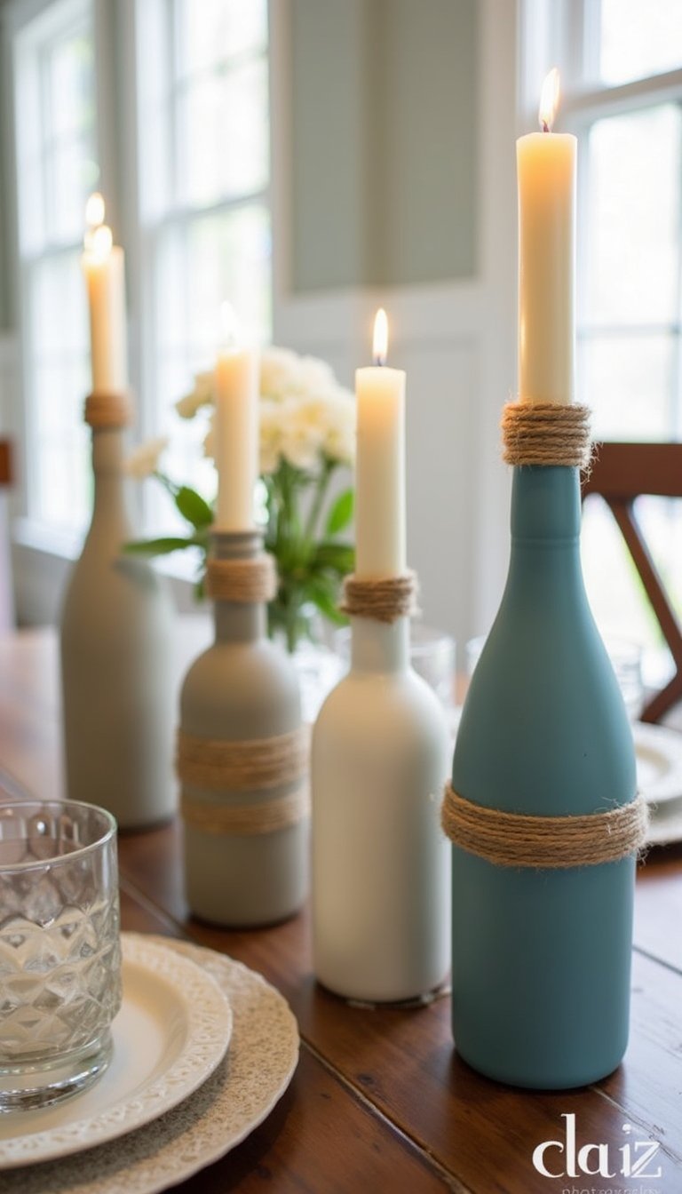 Upcycled Candle Holders From Wine Bottles