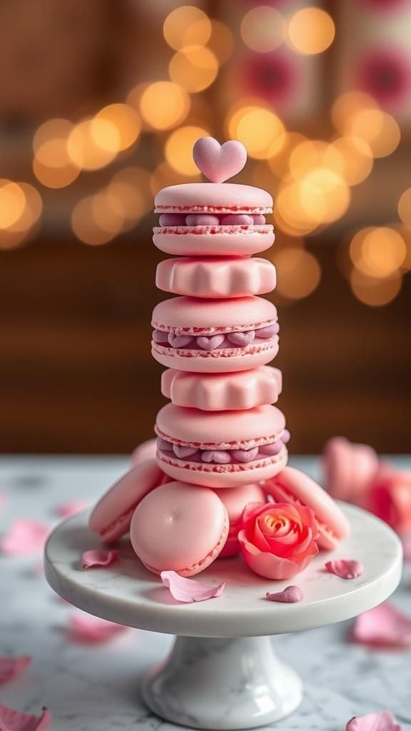 Mini Macaron Tower Display Stand With Hearts