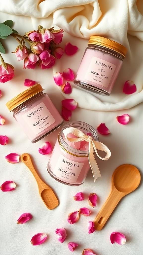 Rosewater Sugar Scrub Jar Gifts With Labels