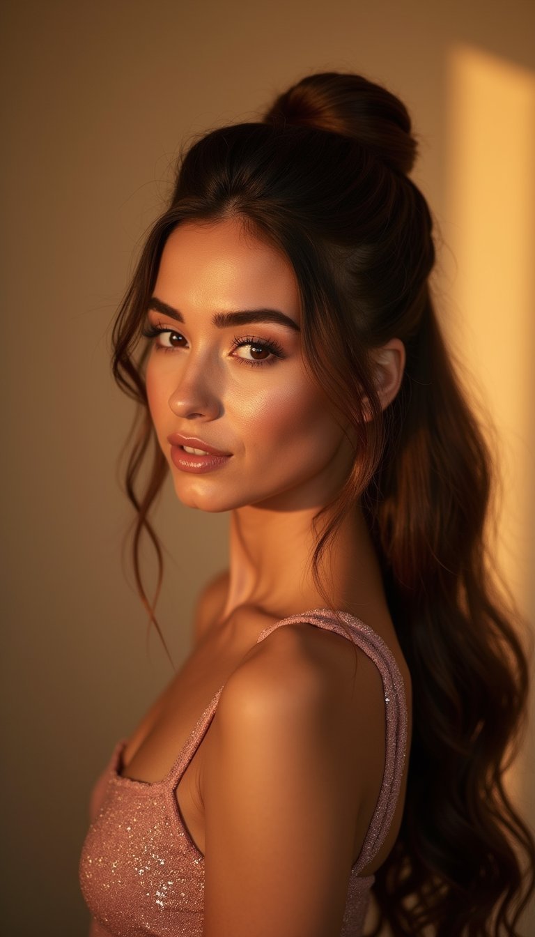 Half Up Bouffant With Teased Holiday Volume