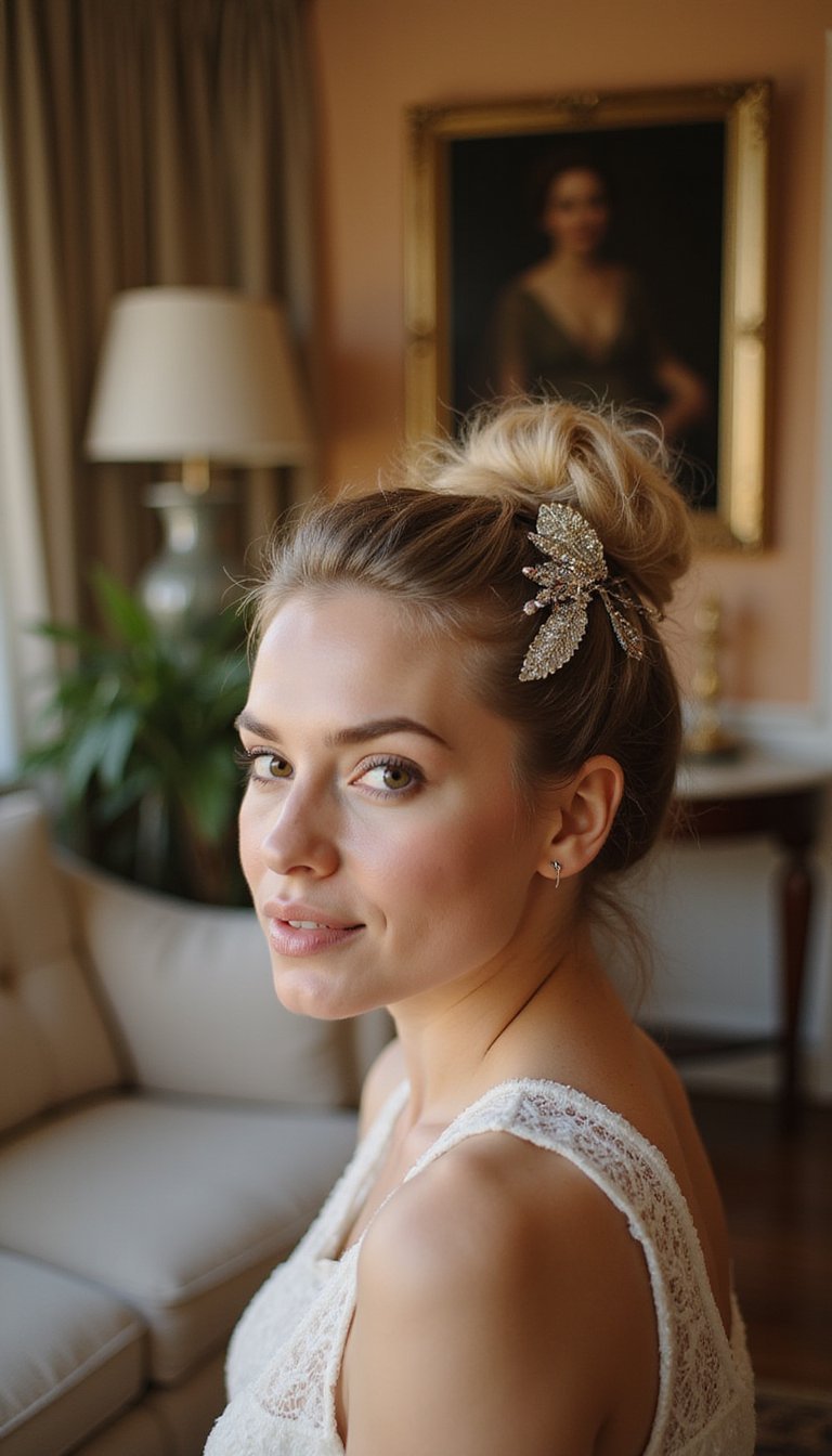 Messy French Twist With Statement Barrette Pin