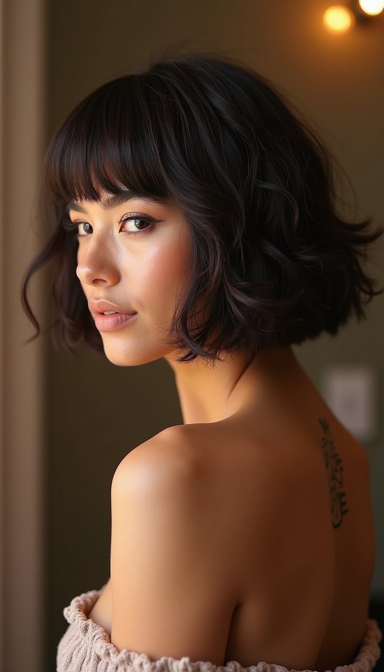 Textured Bob With Glittered Root Shine