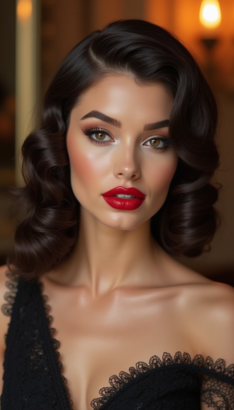 Vintage Finger Waves With Red Lip Glam