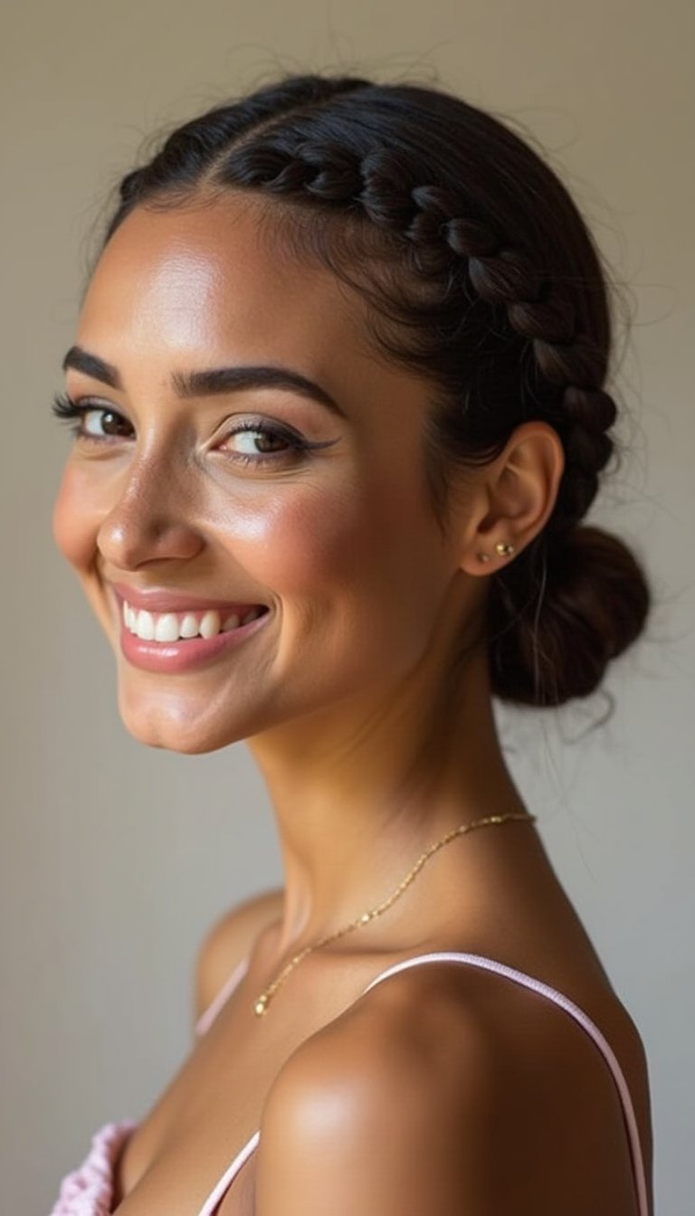 Double Dutch Braids Pulled Into Low Bun